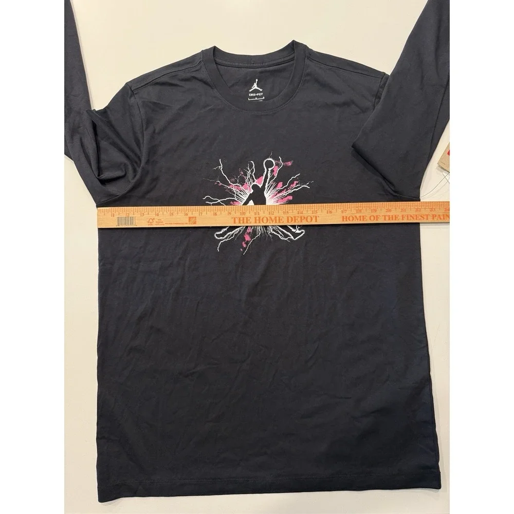 Jordan Dri-FIT Sport Long Sleeve Graphic T-Shirt FN5972-010 Black Mens Large NWT